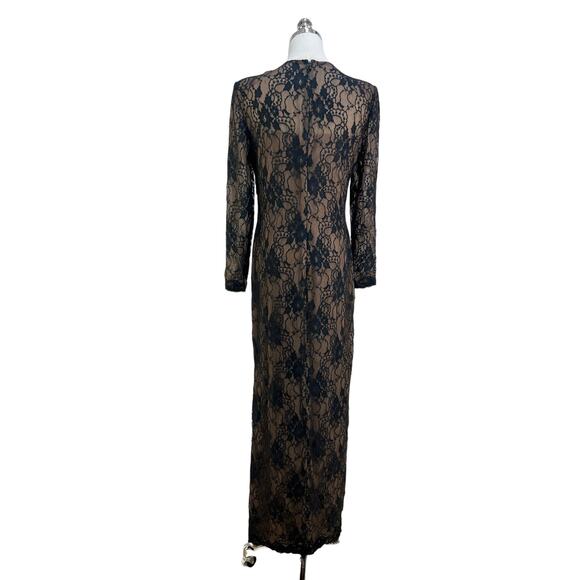 Vintage Victor Costa for Nahdree Black Nylon Lace Cocktail Maxi Dress - Picture 10 of 10